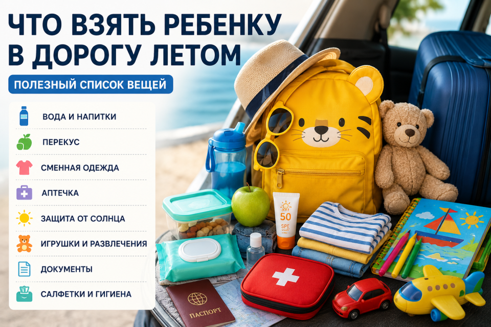 что взять ребенку в дорогу летом