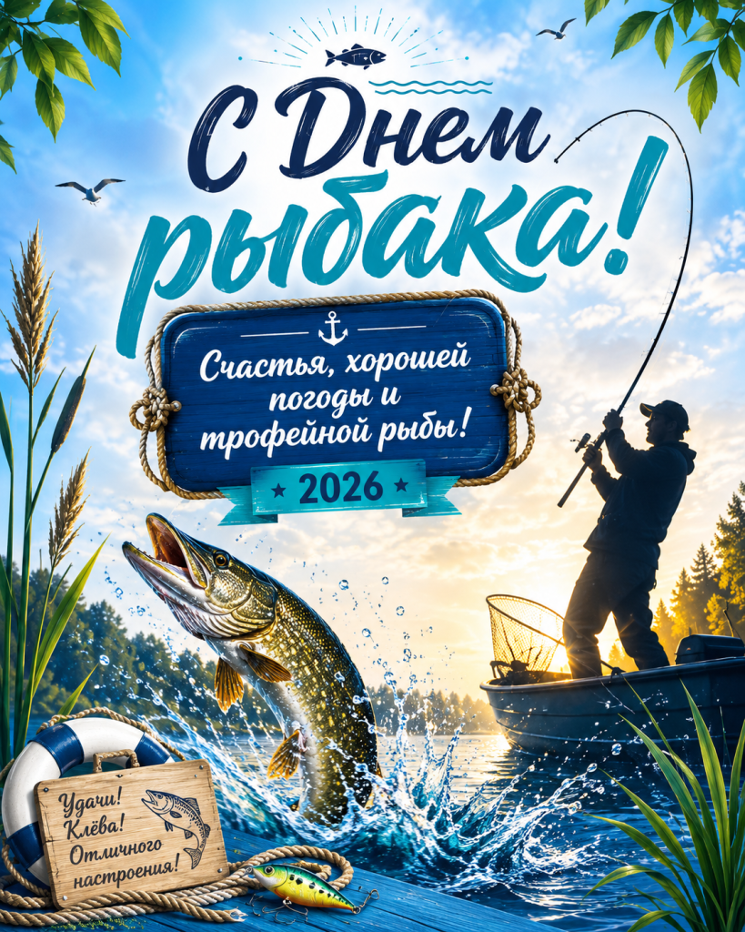 День рыбака 2026: красивые поздравления, открытки и короткие пожелания