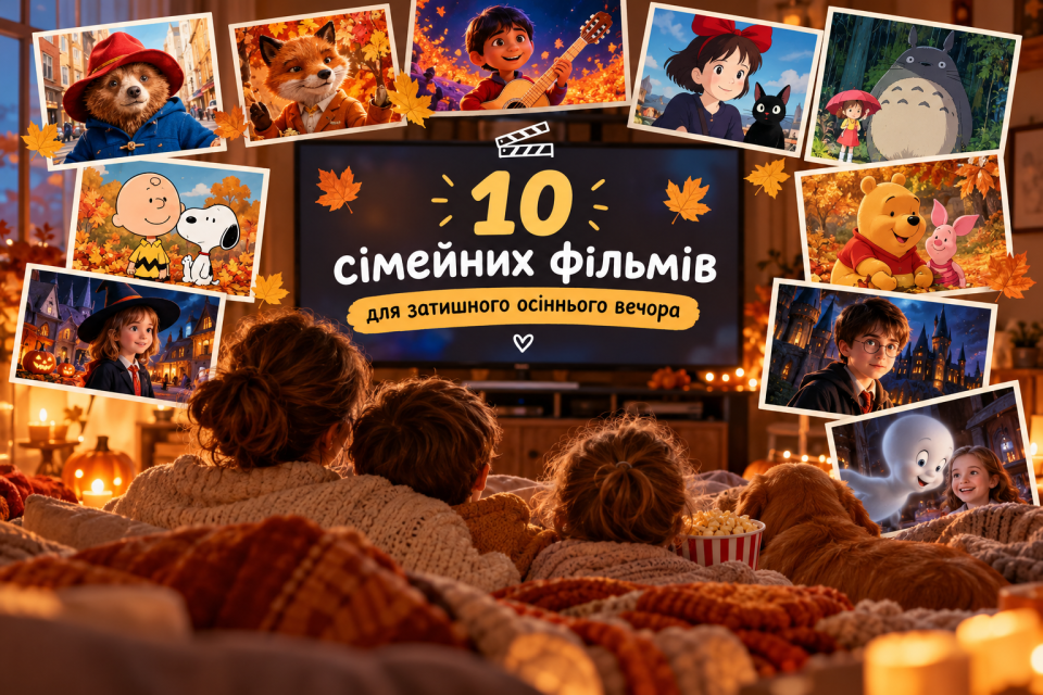 сімейні фільми, фільми для осіннього вечора, що подивитися з дітьми, найкращі сімейні фільми, затишні фільми на осінь, осінні мультфільми, кіно для всієї родини, фільми для сімейного перегляду.