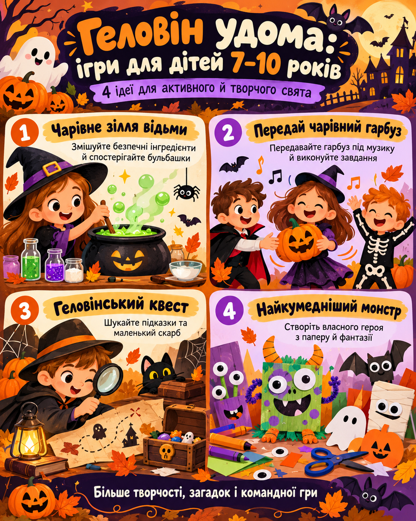 Геловін удома: 12 веселих ігор для дітей від 3 до 10 років, які легко організувати без великих витрат