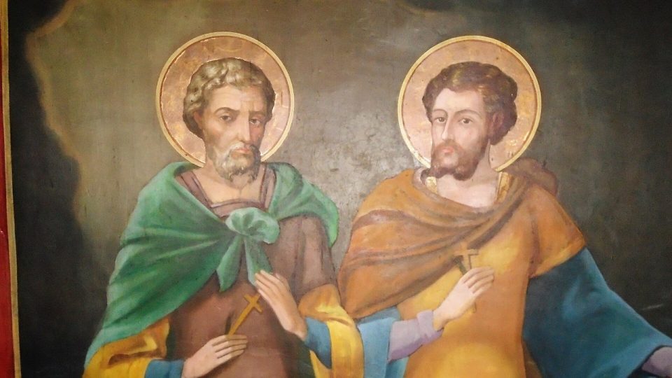 Великомученик Артемій і святий Мина на церковному розписі
